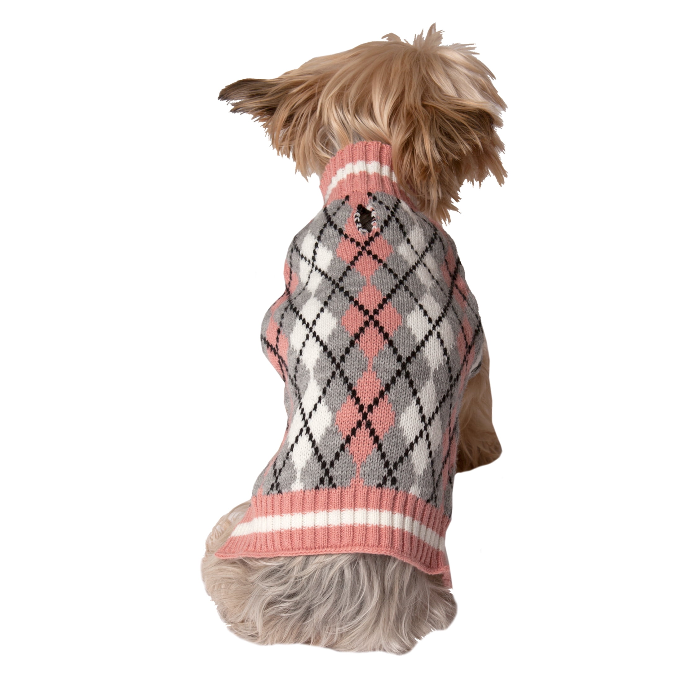 Vibrant Life Fall Blush Argyle Dog Sweater