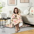 thumbnail image 4 of Wearable Blanket,Shepherd Dog and Flower Floral Hooded Wearable Flannel Blanket for Adults & Teens,Winter Poncho Shawl Wrap Cape Cozy Anti-Pill,50"x60", 4 of 5