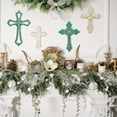 thumbnail image 6 of Sungmor 4PC Heavy & Sturdy Embossed Cast Iron Cross Decor for Wall, Beautiful Vintage Decorative Hanging Crosses Wall Decor, Distressed White & Green Religious Wall Sculptures Metal Wall Arts Crosses, 6 of 8