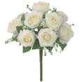 thumbnail image 1 of Ramo de flores de rosas artificiales de 9 cabezas, ramo de flores de novia, fiesta de boda, tela de seda, decoración floral falsa, blanco Advancent HA6916-02B, 1 of 6