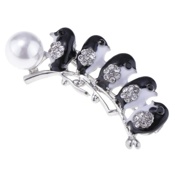 Mujeres Niñas Perla Mariposa Rhinestone Pin Broche Joyería Blanco negro