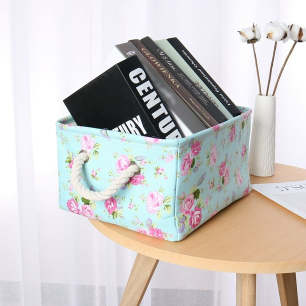 Foldable Canvas Fabric Storage Baskets Bins Organizer w Handles for Closet