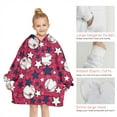 thumbnail image 6 of Red Baseballs and Stars Pattern Blanket Hoodies for Kids 6-13YR Oversize Wearable Blanket Hoodies for Boys Girls Teens, 6 of 7