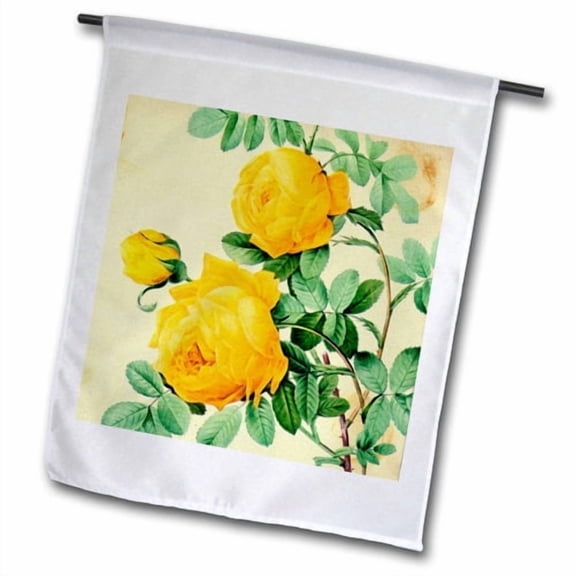 3dRose, Vintage Yellow Roses Digital Art, 18 x 27 inch Garden Flag