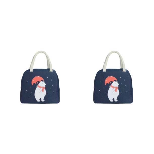 Naiovety Almuerzo fresco y delicioso con bolsa de almuerzo de gran capacidad para el hogar o la oficina Bolsas de almuerzo de diseño de gran Azul marino 1 2piezas