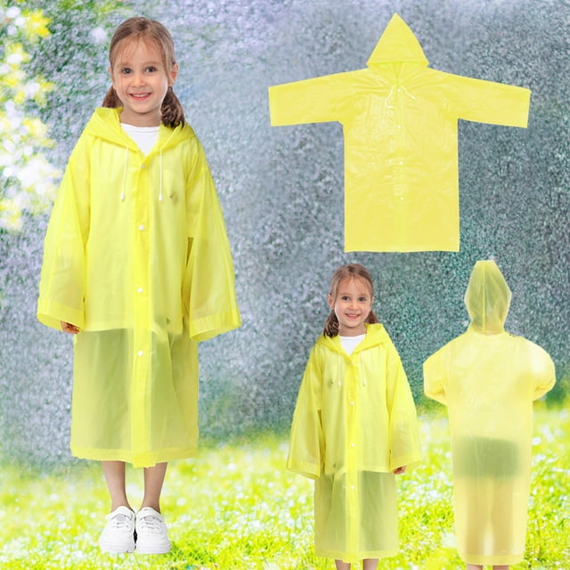 Imperméable Léger Réutilisable pour Enfants avec Capuchon, Veste en EVA Transparente pour Garçons et Filles, Équipement de Pluie Portable