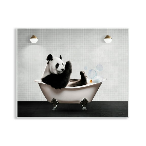 Stupell Industries Panda in Modern Bubble Bath Animals Painting Unframed Art Print Wall Art, 14 x 11