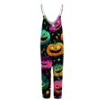 thumbnail image 4 of Halloween Jumpsuits for Women Pumpkin Spiderweb Halter Backless Funny Overalls Castle Skull Sleeveless Horror Rompers, XL, 4 of 6