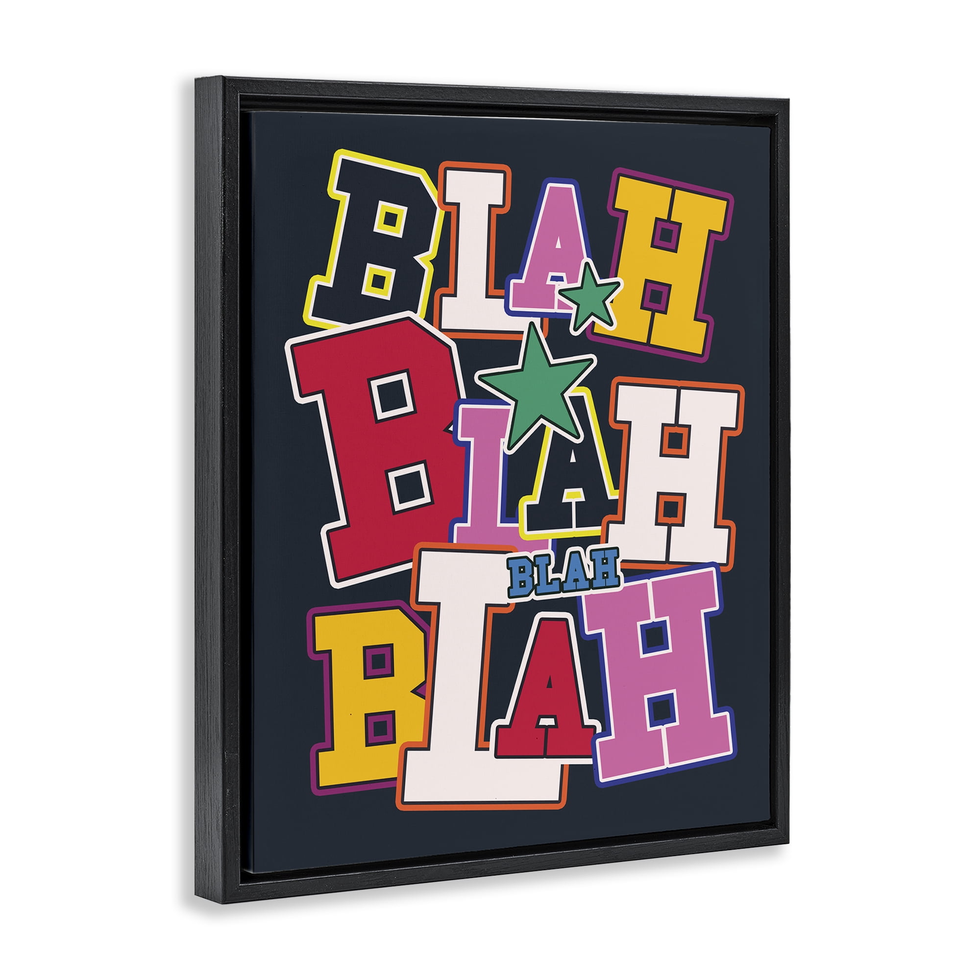 Stupell Industries Bold Blah Blah Text Text & Numbers Painting Black Floater Framed Canvas Art Print Wall Art, 25 x 31
