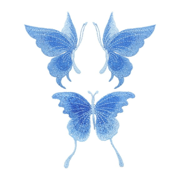 3Pcs Embroidered Patches with Colored Butterflies Design for Clothes Decor