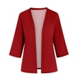thumbnail image 6 of UVEASISHA 3/4 Sleeve Cardigan for Women Lightweight Open Front Draped Cardigans Fashion Solid Shrug Coverups with Pockets Red XL, 6 of 7