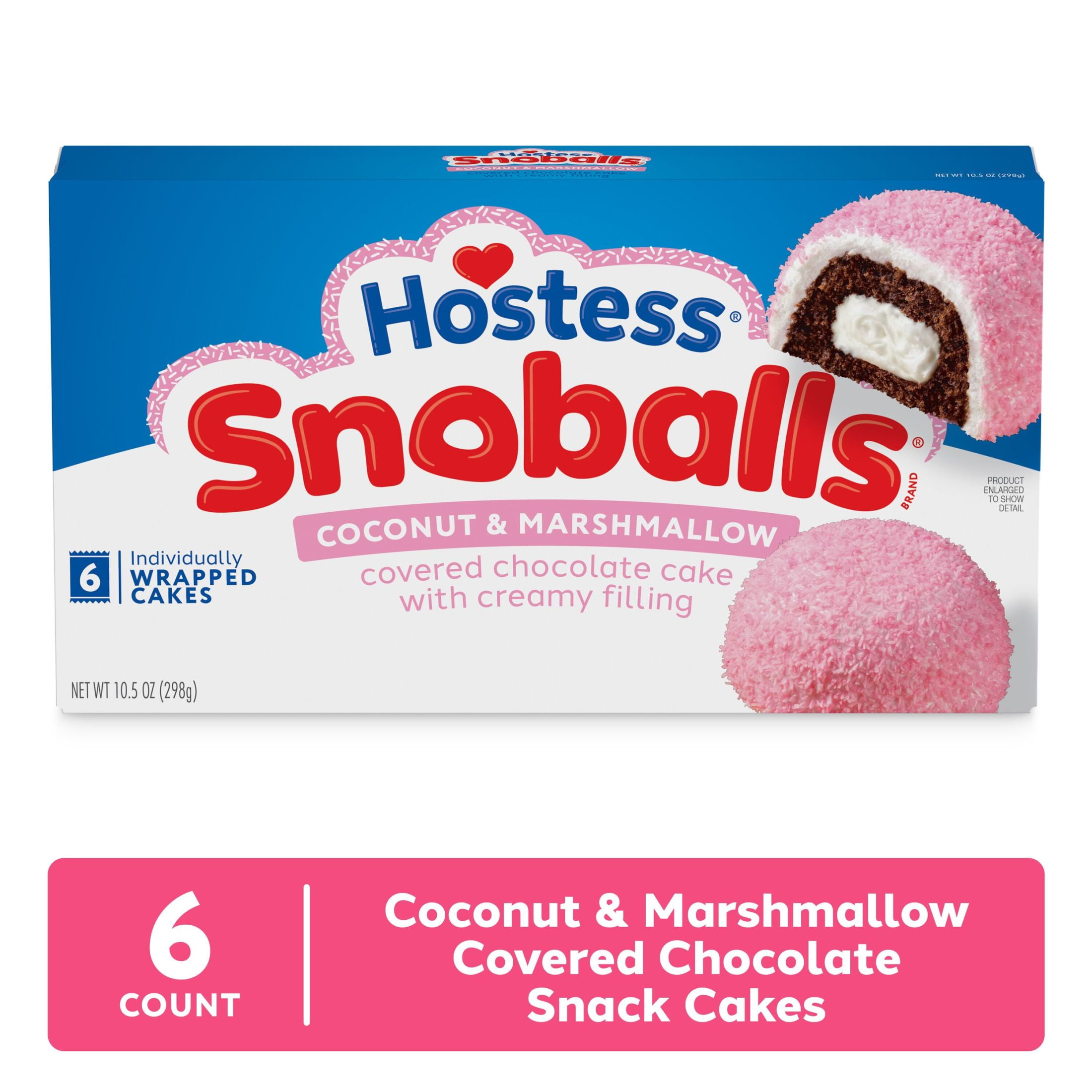 (3 pack) Hostess Snoballs Snack Cakes, Coconut & Marshmallow Covered Chocolate Cake, 10.5 oz Box (6 Count)