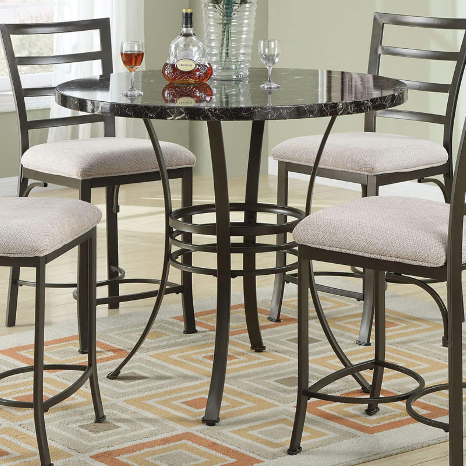 Acme Furniture Daisy Round Counter Height Faux Marble Dining Table