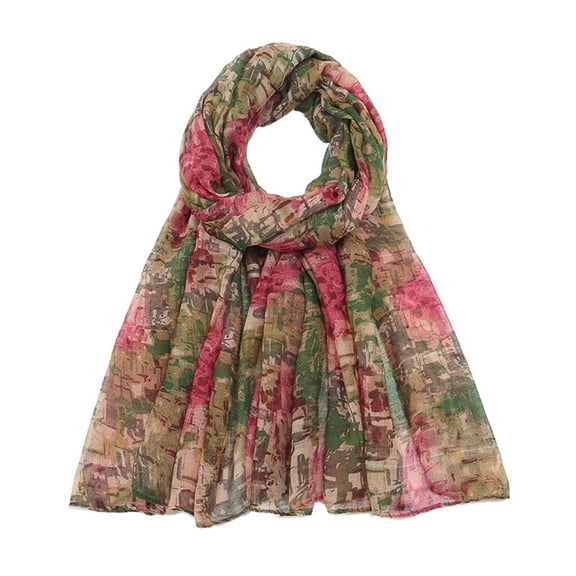 Pink Scarf for Women Fashion Print Chiffon Square Head Scarf Lightweight Neck Scarves Hair Bandana Neckerchief on Sale Clearance