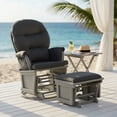 thumbnail image 4 of Demi Bonn Upholstered Glider and Nursing Ottoman, Comfort Rocking Chair with Ottoman, Wood Baby Glider and Ottoman Cushion Set with Padded Armrests for Nursing, Gray, 4 of 8