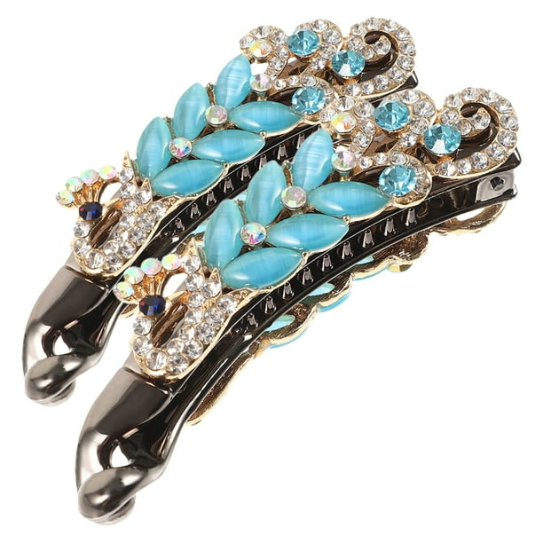 pinzas para el pelo con forma de plátano y brillantes diamantes de imitación, elegantes pinzas para el pelo con forma de plátano, pinzas para el pelo con forma de cola de caballo
