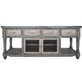 thumbnail image 3 of 70" Blue and White Solid Wood Open shelving Distressed TV Stand, 3 of 3