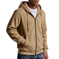 thumbnail image 6 of Hearthz Flannel Hoodie for Men Oversized Full Zipper Men's Sweatshirts and Hoodies Drawstring Fall Winter Warm Hoodie Jackets for Men Camel M, 6 of 8