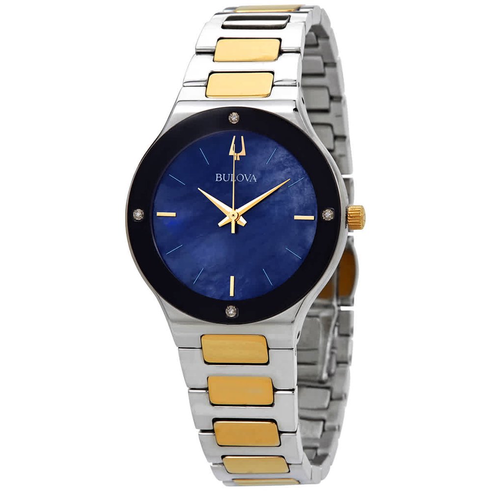 Bulova BULOVA Quartz Diamond Blue Dial Twotone Ladies Watch 98R273