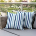 thumbnail image 5 of 2 Pack Outdoor Waterproof Throw Pillow Covers,Dark Blue Gradient Stripe Decorative Square Pillow Case Patio Pillowcases for Chair Couch Sofa 16x16in, 5 of 9