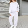 thumbnail image 2 of UACY 2 Piece Sweatsuits for Boys Girls School Athletic Outfit Fall Winter Tracksuit Pullover Sweatshirt (White, 13-14 Years), 2 of 6