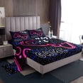 thumbnail image 1 of Erosebridal Draps de Lit Manette de Jeu Néon Rose Vif Simple, Ensembles de Literie Circuit Géométrique Taille Simple 3 Pcs, 1 of 7