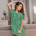 thumbnail image 3 of Balery Funny Animals in Jungle Camisón de manga corta con cuello redondo para mujer, cómodo y elegante., 3 of 6