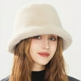 thumbnail image 3 of Winter Hats for Women Solid Color Keep Warm Fashion Flat Top Hat Fashion Streetwear Elastic Thermal Hats Casual Warm Comfortable Bucket Hat for Women Fleece Hats for Cold Weather, 3 of 5