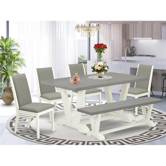 6 Piece V-Style Stylish Dining Set - Linen White
