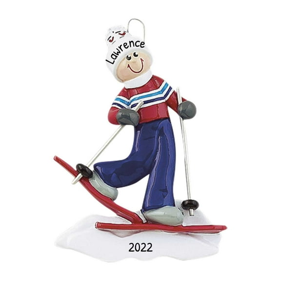 Personalized Skier Ornament - Winter Olympics Decorations, Ski Ornaments for Christmas Tree, Skiing Ornaments for Christmas Tree, I Love Skiing Gifts - Ski White Hat - Free Customization