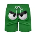 thumbnail image 4 of Telankuip Men's Spring and Summer Funny Expression Printing Beach Shorts Drawstring Elastic Waiste Swim Trunks Loose Breathable Quick Dry Comfy Five Point Board Shorts 1-Green XXXXL, 4 of 4