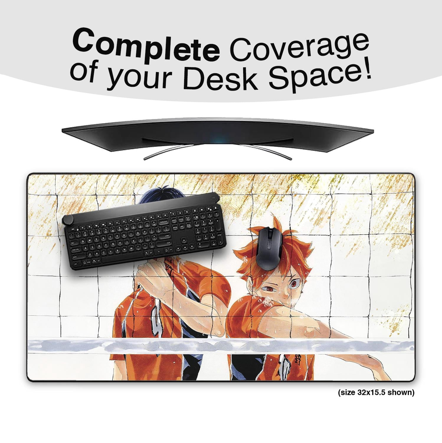Anime-Themed Gaming Mouse Pad, Large Desk Mat with Non-Slip Base, Kageyama & Hinata Design