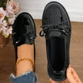 thumbnail image 3 of Rokment Fringe Oxfords Dress Shoes for Women Ladies 2026 Spring Fall Fashion Casual Leather Tassel Bow Low Heel Slip on Penny Loafer Ballet Flat Black Size 6, 3 of 7