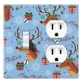 thumbnail image 1 of WIRESTER Double 1-Gang Toggle Light and 1-Gang Duplex Outlet Switch Plate/Wall Plate Cover, Reindeer Snowflakes Christmas, 1 of 6