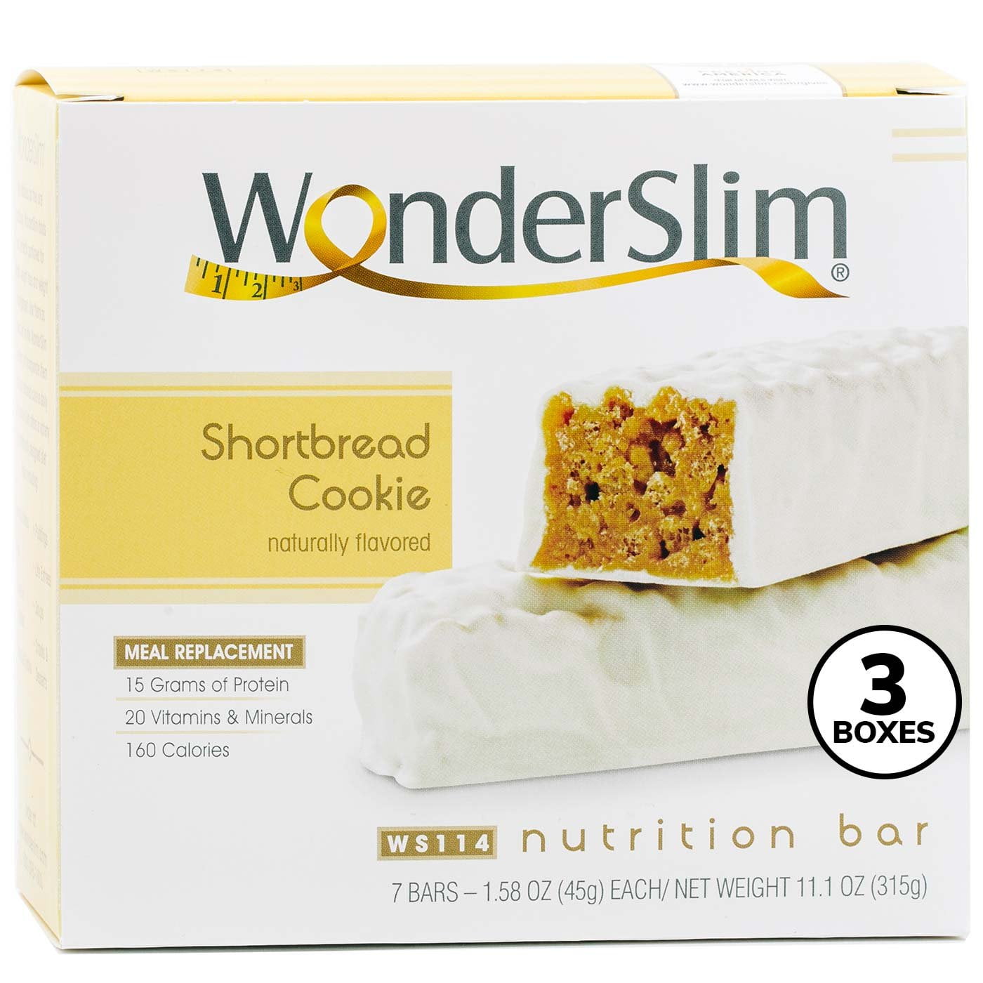 WonderSlim Meal Replacement Protein Bar Low Carb Nutrition Bar Shortbread Cookie 7ct 3 Box WonderSlim Meal Replacement Protein Bar Low Carb Nutrition Bar Shortbread Cookie 7ct 3 Box