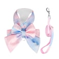 thumbnail image 1 of Lindo conjunto de arnés y correa para perros con pajarita Arnés elegante para cachorros con gradiente de arcoíris Sin tirones Arneses de chaleco para perros y gatos de malla suave , Rosa, 1 of 5