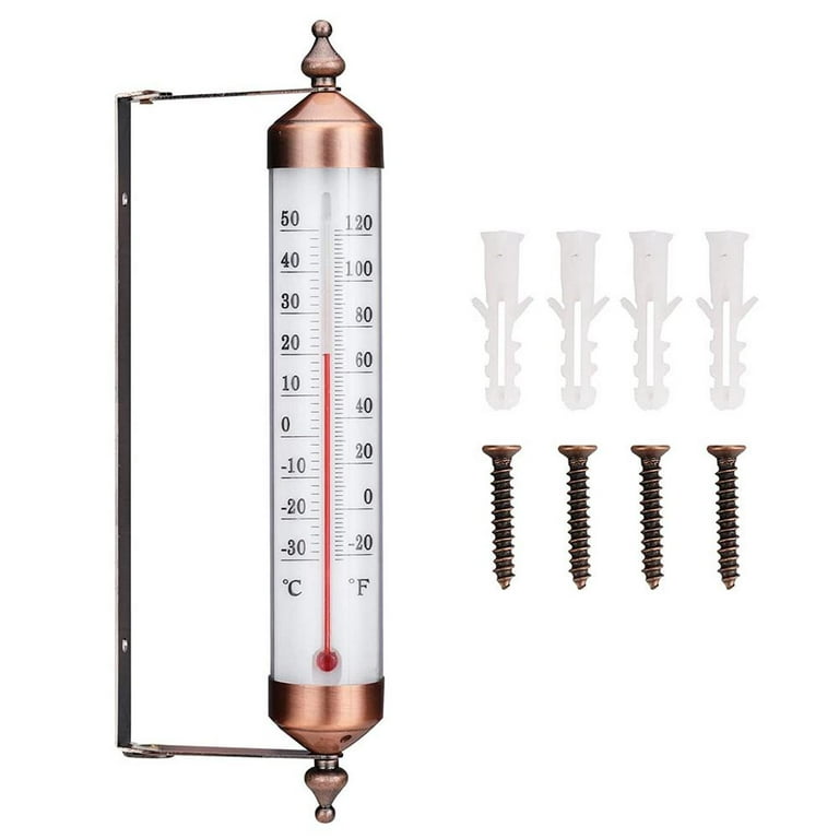 12'' Indoor Outdoor Weather Thermometer, Garden Wall Thermometer for Patio, Wall  Thermometer with Stainless Steel Enclosure, No Battery Needed Hanging  Decorative Thermometer (Bronze) - Yahoo Shopping