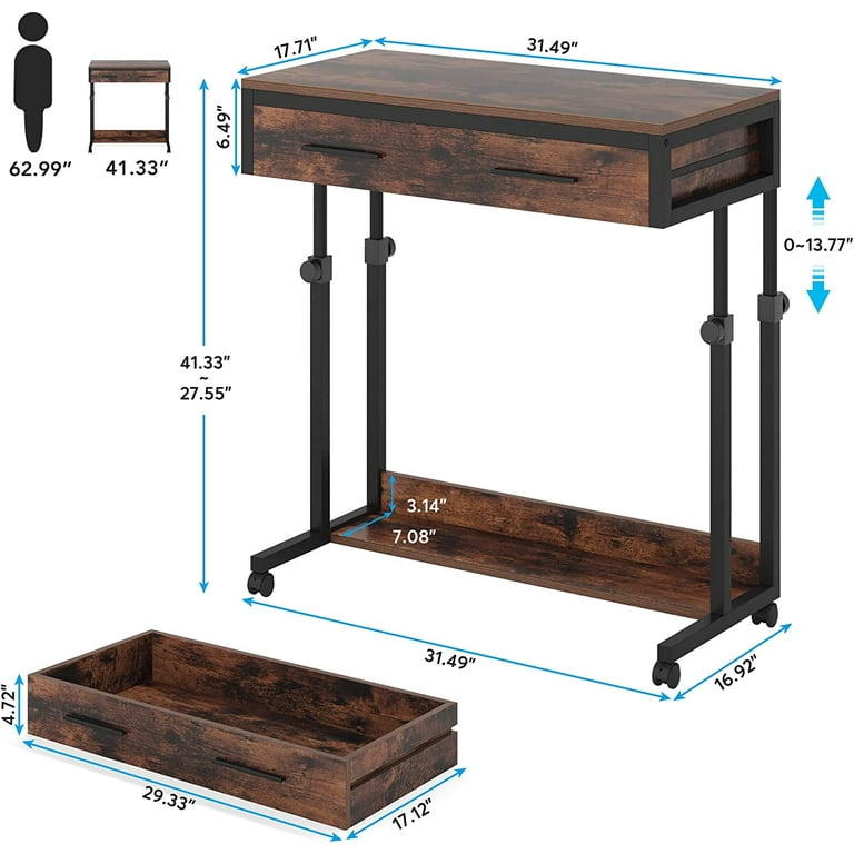 Tribesigns Adjustable Rolling Workstation Desk with Drawers Tribesigns Adjustable Rolling Workstation Desk with Drawers