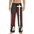 thumbnail image 1 of Balery USA Flag Cross Pantalones de pijama para hombre, pijama ultraligero, pantalón de descanso-Medium, 1 of 6