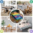 thumbnail image 5 of Colorful Circular Pattern Rectangle Tablecloth 60"x102",Waterproof Polyester Rectangle Table Cloth, Wipeable Spillproof Polyester Tablecloth for Dining, Camping, Indoor and Outdoor, 5 of 6