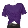 thumbnail image 5 of Otvok Women Fashion Casual Solid Color Backless Hollow Front and Back Wearable T-Shirt Short-Sleeve Round Neck Tops, 5 of 6