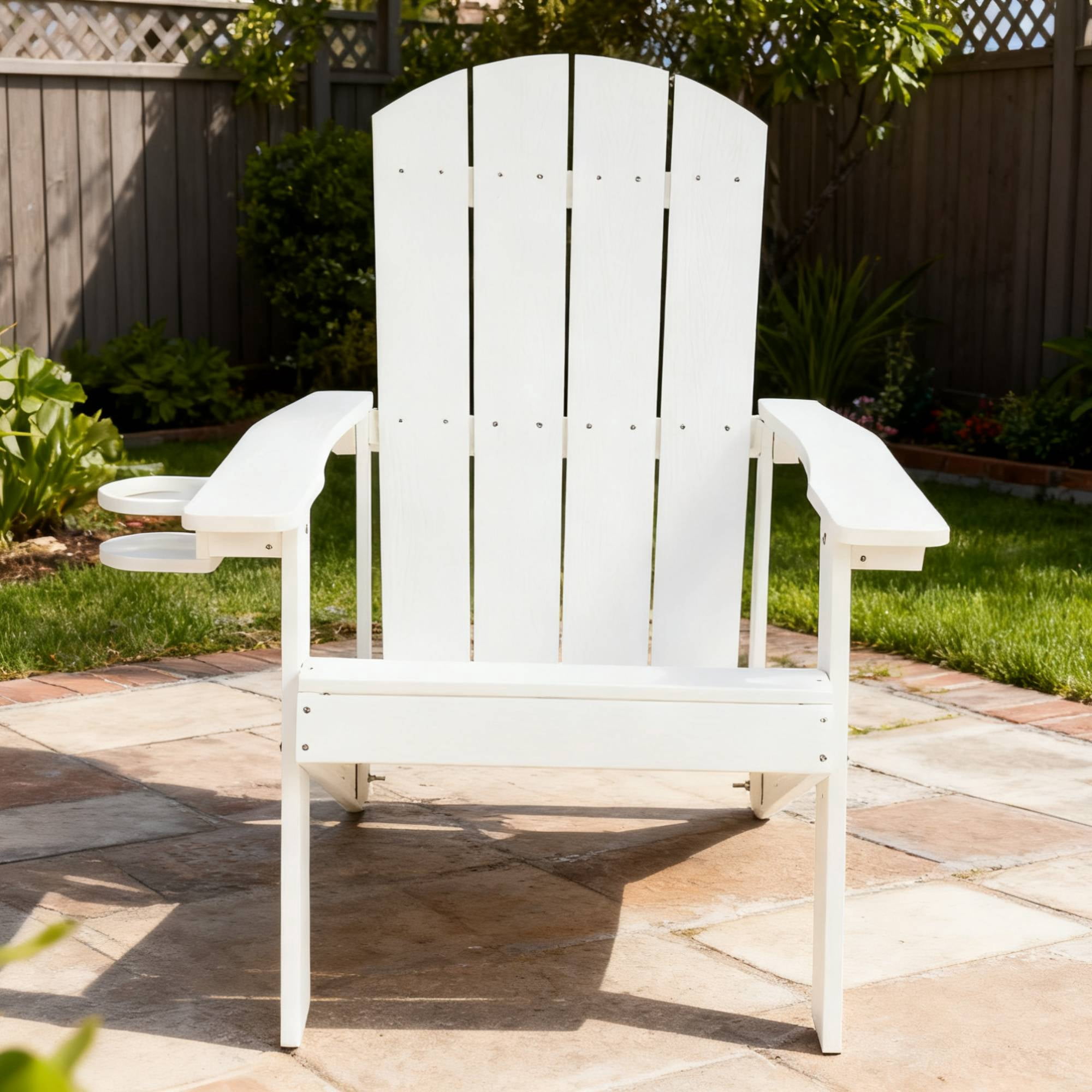 Outdoor Lounge Chair with Cup Holder, Comfort Relax Recliner for Patio Garden Leisure Gathering Backyard Rest Time, Teak