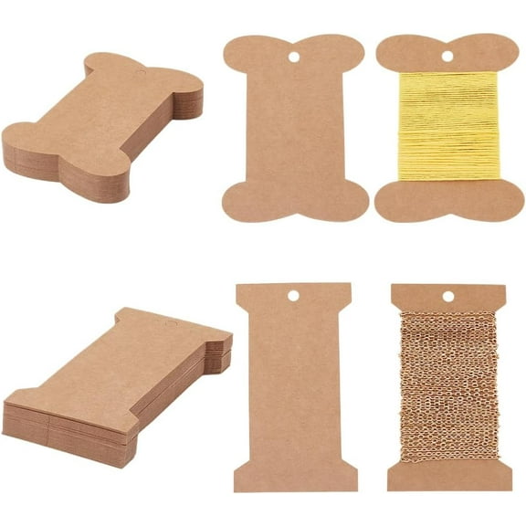 1 set 80pcs 2 styles Cardboard Paper Ribbon Spool Storage Organizer Holder BurlyWood 105~111.5x66~78x0.5mm Hole: 4.5~5.5mm 40pcs/style Paper