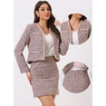 thumbnail image 2 of DARING DIVA 2Pcs Women's Business Blazer Mini Tweed Plaid Skirt Set L Pink Purple, 2 of 6