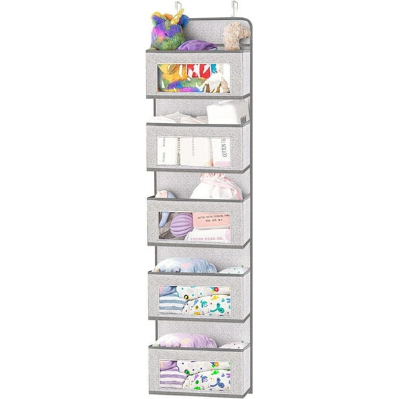 Over The Door Organizer with 5 Pockets Over Door Pantry Organization Hanging Organizers and Storage for Closet Clothes Diapers