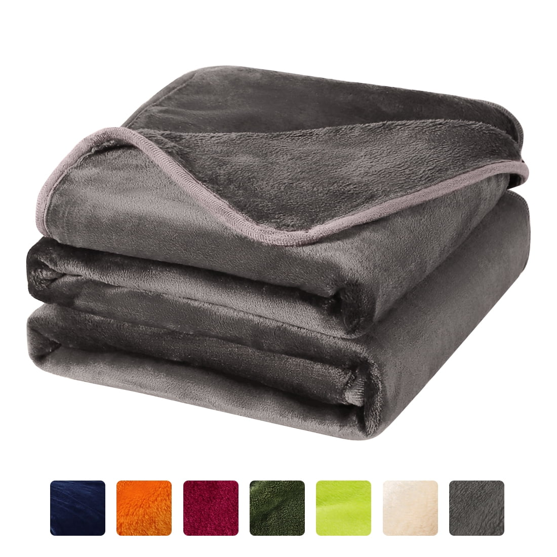 Flannel Fleece Blanket, Solid Microfiber Plush Sofa Couch Cover, Soft