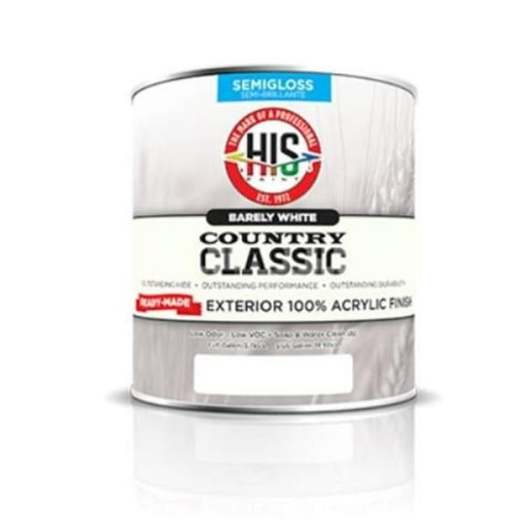 His Paint 25W07-1 Exterior Ready Made Barely White Semigloss Paint - Pack of 4