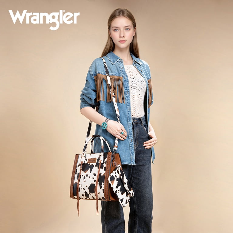 Montana West Wrangler Tote Bag, Western Cowhide, Brown photo 6