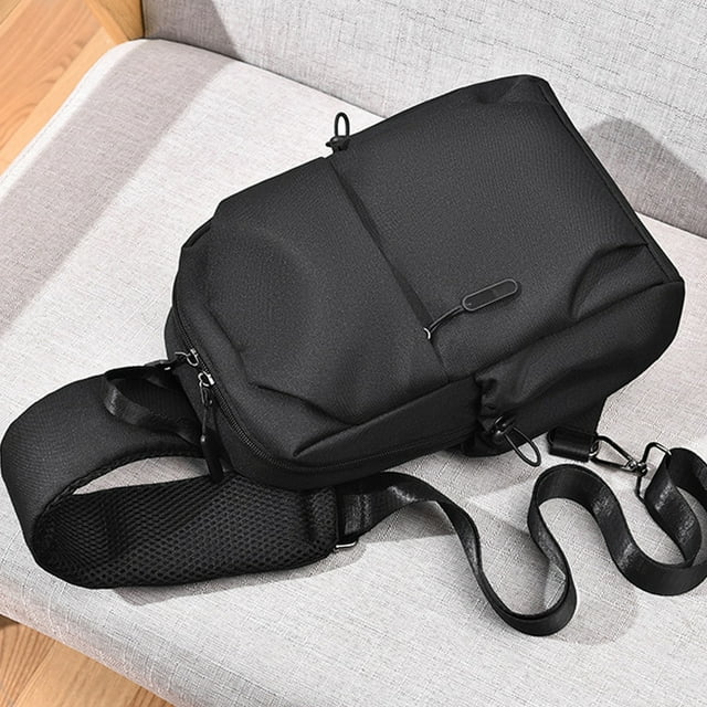 Riñonera impermeable para hombre | Elegante mochila bandolera pequeña | Bolsa de viaje ligera de poliéster | Correa ajustable izquierda-derecha | Mochila informal para exteriores para hombre