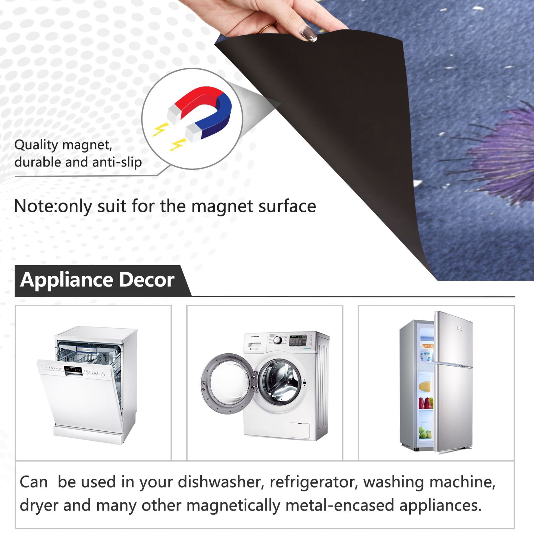 Dishwasher Magnetic Sticker 23x26 Inch Refrigerator Magnetic Sticker Washing Machine Magnetic Sticker Kitchen Panel Magnetic Sticker Home Decor Watercolor Black Cat